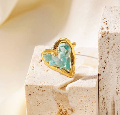 Ny Vintage Micci Design Crystal Rings, Amazonite - 18k Gold Electroplated, justerbar