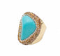 Ny, fancy TURKIS Stone & Rhinestone Ring, Gold Electroplated