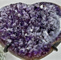Uruguay Amethyst & Blue Agate Stone Heart, Unique Piece, HST0205, 650gram - 14x12.5cm inkl. metal stand