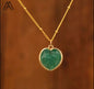 Small Hearts Designkjede 16x16mm - Gold Electroplated -  Green Strawberry Quartz