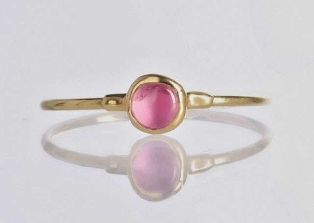 Nye, hÅndlagede Rustik Bubble Gum Pink Tourmaline Ring, Rosegold.