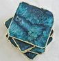 Nye, vakre Agat Ice Emerald Green Coastere m/Gold Electroplated tykk 10mm kant, stk. pris