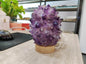 Nyhet 2024 / Unik, hÅndlaget RÅ Ametyst Cactus Crystal Lamp m/trebase og usb, ca. 12x9cm, Medium