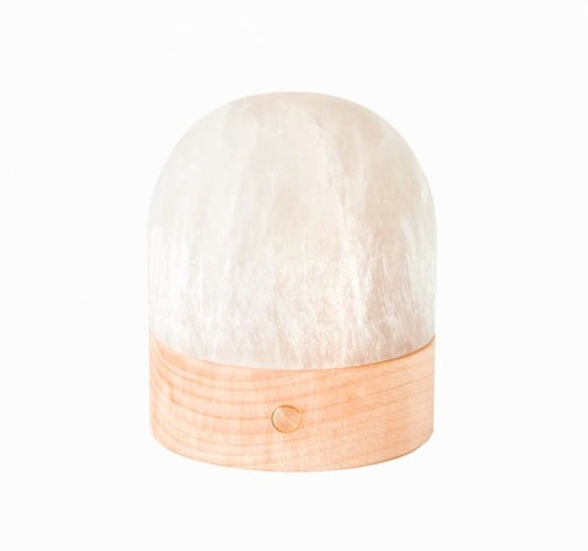 Stor Selenitt DOOM LAMPE ( Kule ) 12.5x10cm m/Trebase, Oppladbar, Touch Control og Remote Control, LARGE