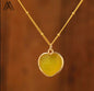 Small Hearts Designkjede 16x16mm - Gold Electroplated -  Lemon JADE