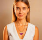 New 2025 Brazil Gem Pink Rhodonite Heart Shape Necklace & Earring Set 18K Gold Plated