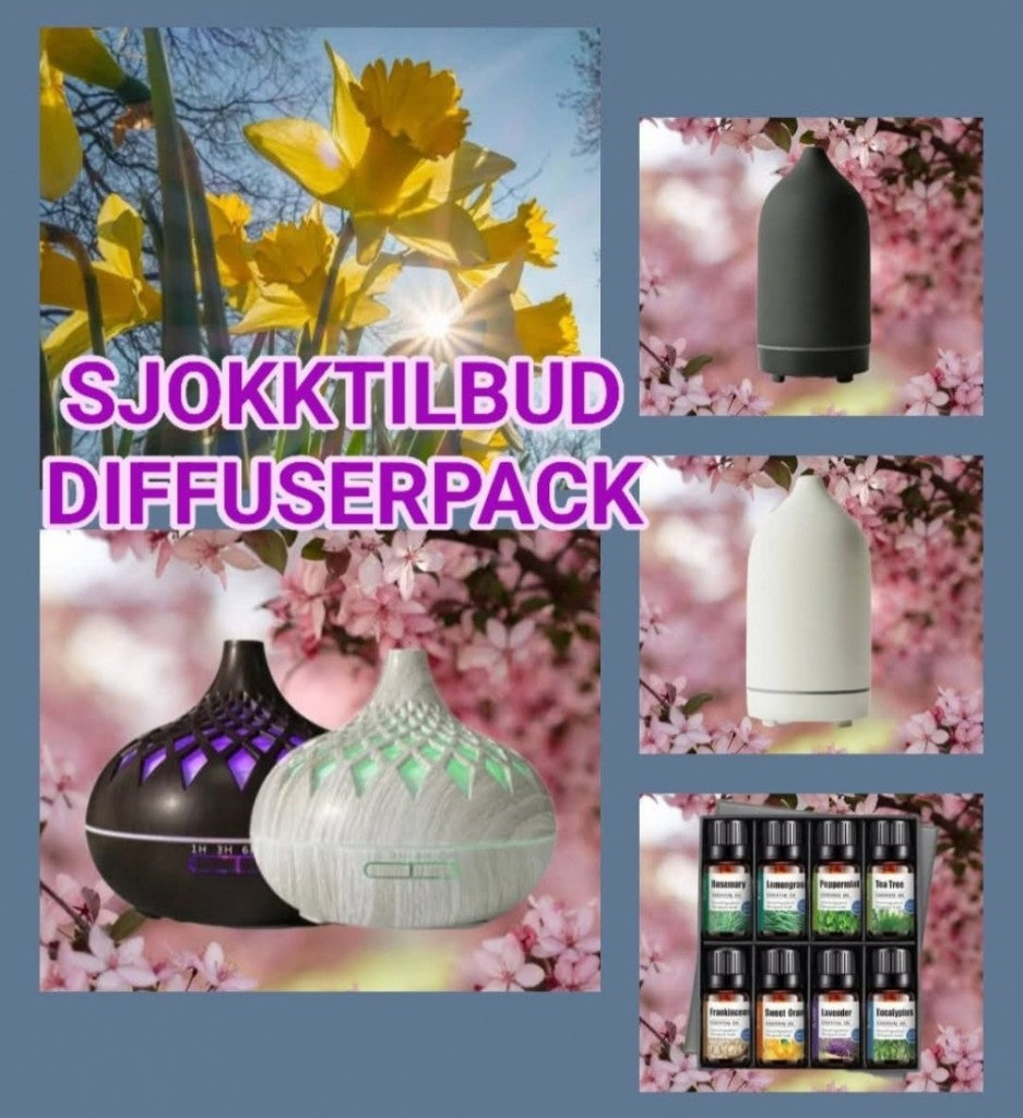 DUO SUPERDEAL GREENLINE DIFFUSERPACK ( Stone & Woodlook + 12 pack Greenline Essential Oil Pack & Blends )