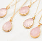 Nytt vakkert Rose Quartz Kjede med 20x15mm Tear Drop Anheng, 14k Gold Filled