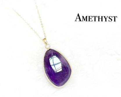 Nye, vakre Ametyst  Designkjeder, Gold Electroplated - 30x20mm Tear Drop Design