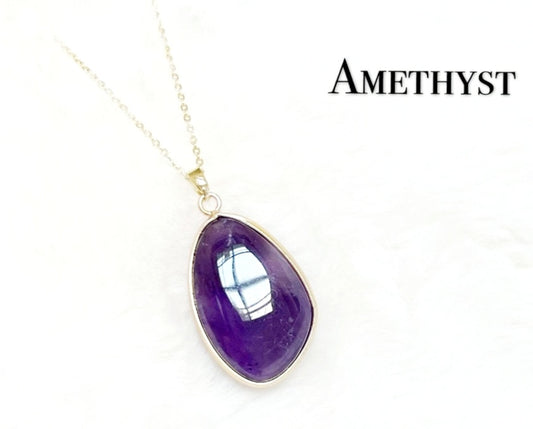 Nye, vakre Ametyst  Designkjeder, Gold Electroplated - 30x20mm Tear Drop Design