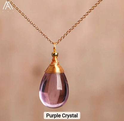 Supervakre AA kvalitet naturlig AMETYST DrÅpeanheng Gold plated m/kjede, ca. 25x15mm