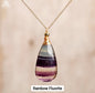 Supervakre AA kvalitet naturlig FLUORITE RAINBOW DrÅpeanheng Gold plated m/kjede, ca. 25x15mm