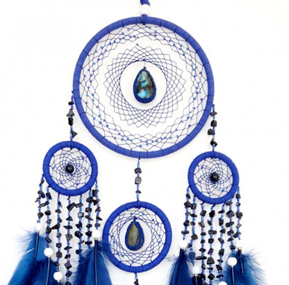 HÅndlaget, vakker Labradorite  "Tree of Life" Drømmefanger m/ledlys og batteribox, 16x65cm