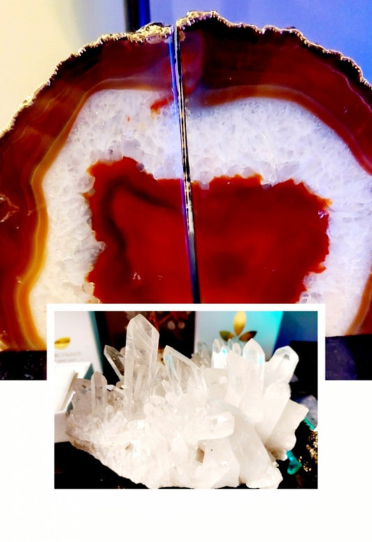 SUPEROFFER 12 / Exclusive Pack ( Lemur Clear Quartz Cluster  + Red Agate Book Holders  )