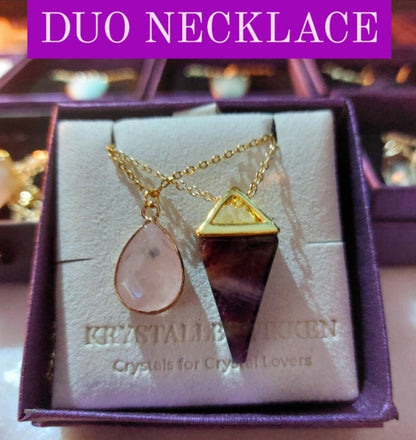 DUO SUPERDEALS  2 - 1 KAMPANJE  / 2 stk. Krystallkjeder Gold Electrolplated - 11 Design