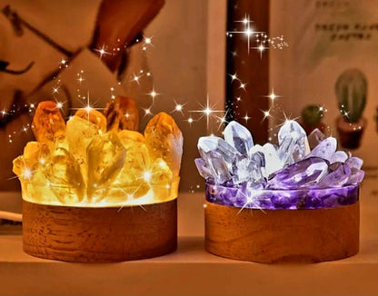 Nye, smÅ og søte Led Crystal Nattlamper... Clear Quartz Points