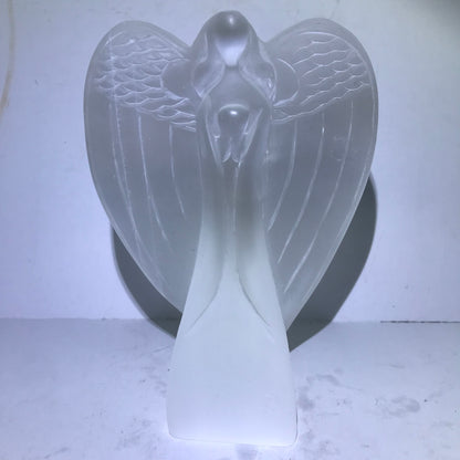 Vakker og ekstra stor, håndlaget Selenite Angels ca. 15cm med dekorativ Led Trebase og lysjustering, Large