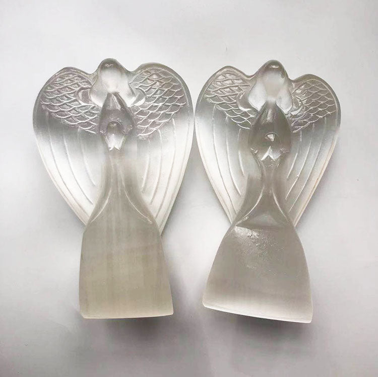 Ekstra stor og vakker Selenitt Engel, ca 15cm