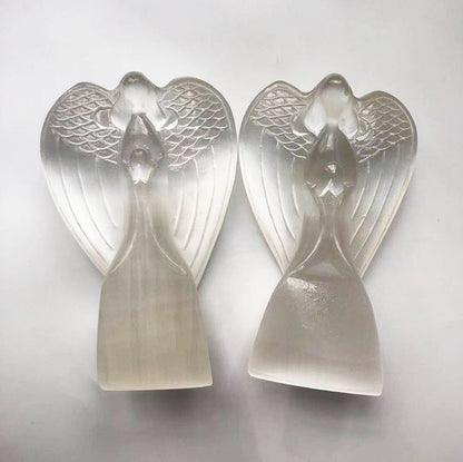 Ekstra stor og vakker Selenitt Engel, ca 15cm