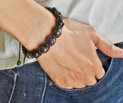 KAMPANJE/Trendy og Exclusivt Shambhala ArmbÅnd, Ametyst, Black Onyx, Hematite Unisex og justerbare