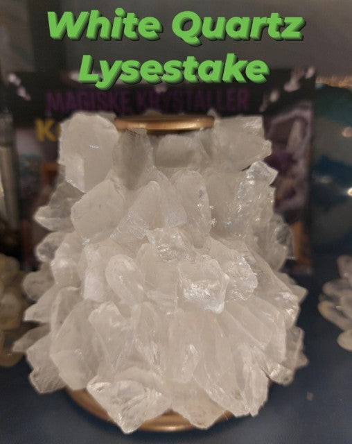 Kampanje / Hvit Quartz Rosett Flower ca. 8x10cm Lysestake