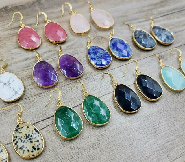 Elegante og enkle øredobber m/krok i tear drop design, Goldplated - Rose Quartz