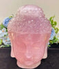 KAMPANJE / LARGE ROSE QUARTZ BUDDHA HEAD - 10cm - inkl. led lysbase