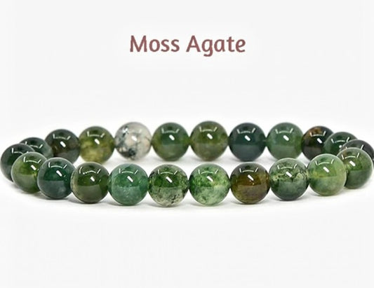 Enkelt og fleksibelt steinarmbÅnd, Moss Agat