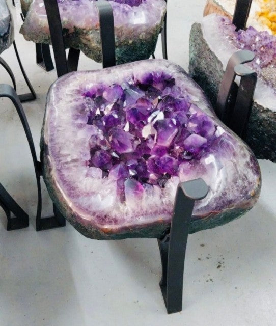 Extra Plus Geode Sofa Table Metal Frame Table w/Druzy big Cluster, 40kg, 45x52x40cm