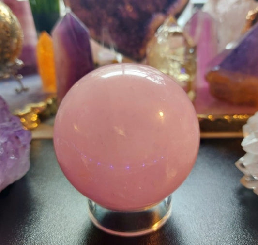 Vakker Rosenkvarts Sphere krystallkule medium , ca. 50-60mm...