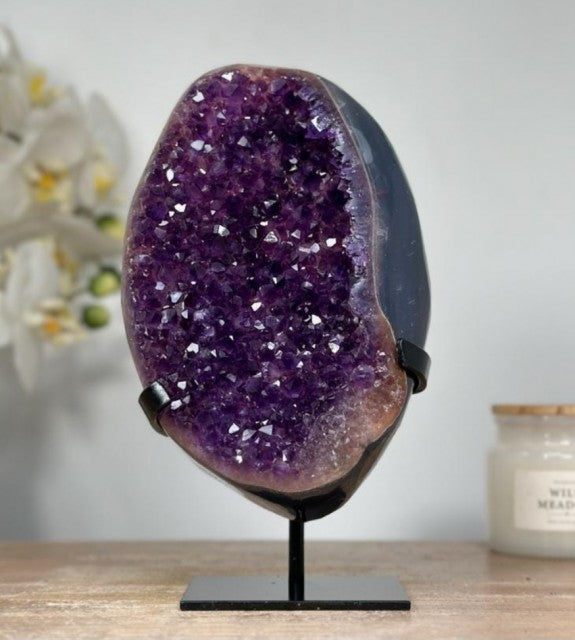 Top Quality Deep Purple Amethyst Stone Geode - MWS1345, 19x11cm - 1.5kg