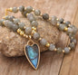 NYE FASHION CRYSTAL LABRADORITE KJEDER m/ LONG HEART ANHENG