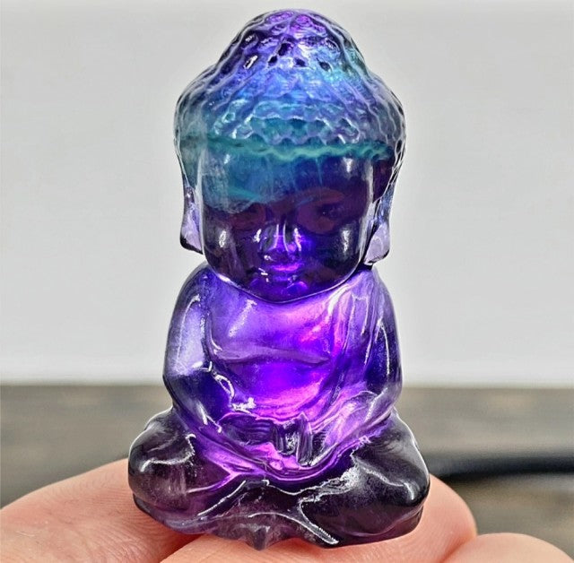 Blessing Buddha Fluorite Rainbow Quartz , 10cm