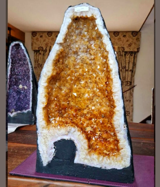 Tall Citrine Geode 444 Crystal Cluster Druzy Premium Grade 32.76kg H51xW30xD21cm