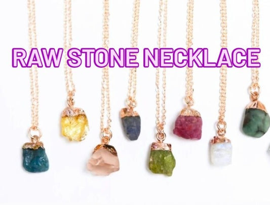 Nye, enkle Birthstone Kjeder med rÅstone anheng ! ( 12 Stjernetegn )