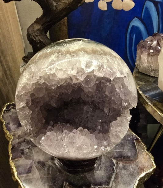 AAA+ BIG Premium Quality Uruguay Amethyst and Agate Geode Sphere, ca. 12cm - 1.7kg