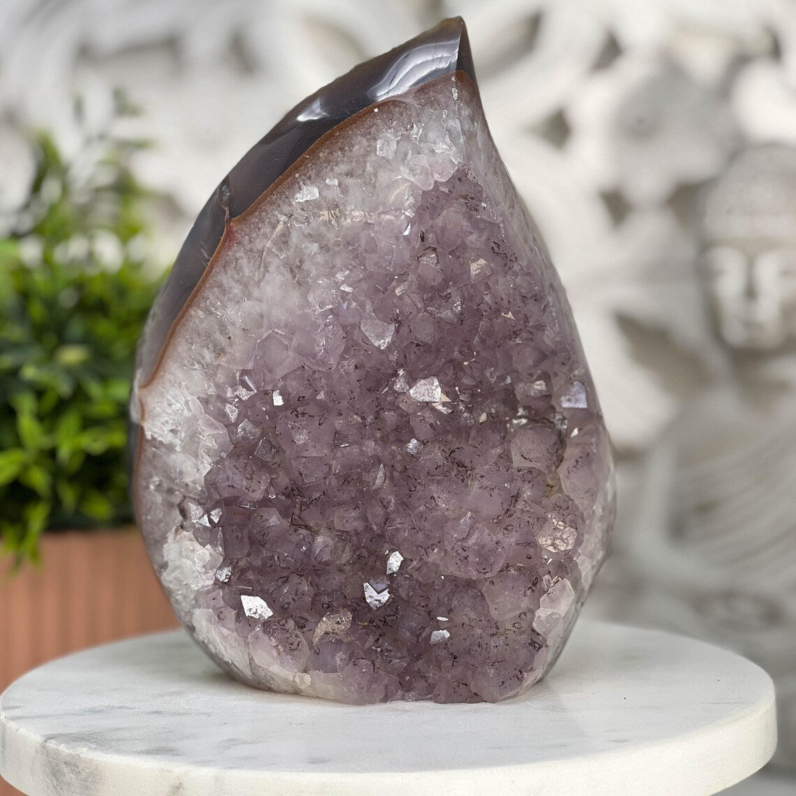 Natural Uruguay Amethyst & Agate Flame Geode AAA+, 500gram