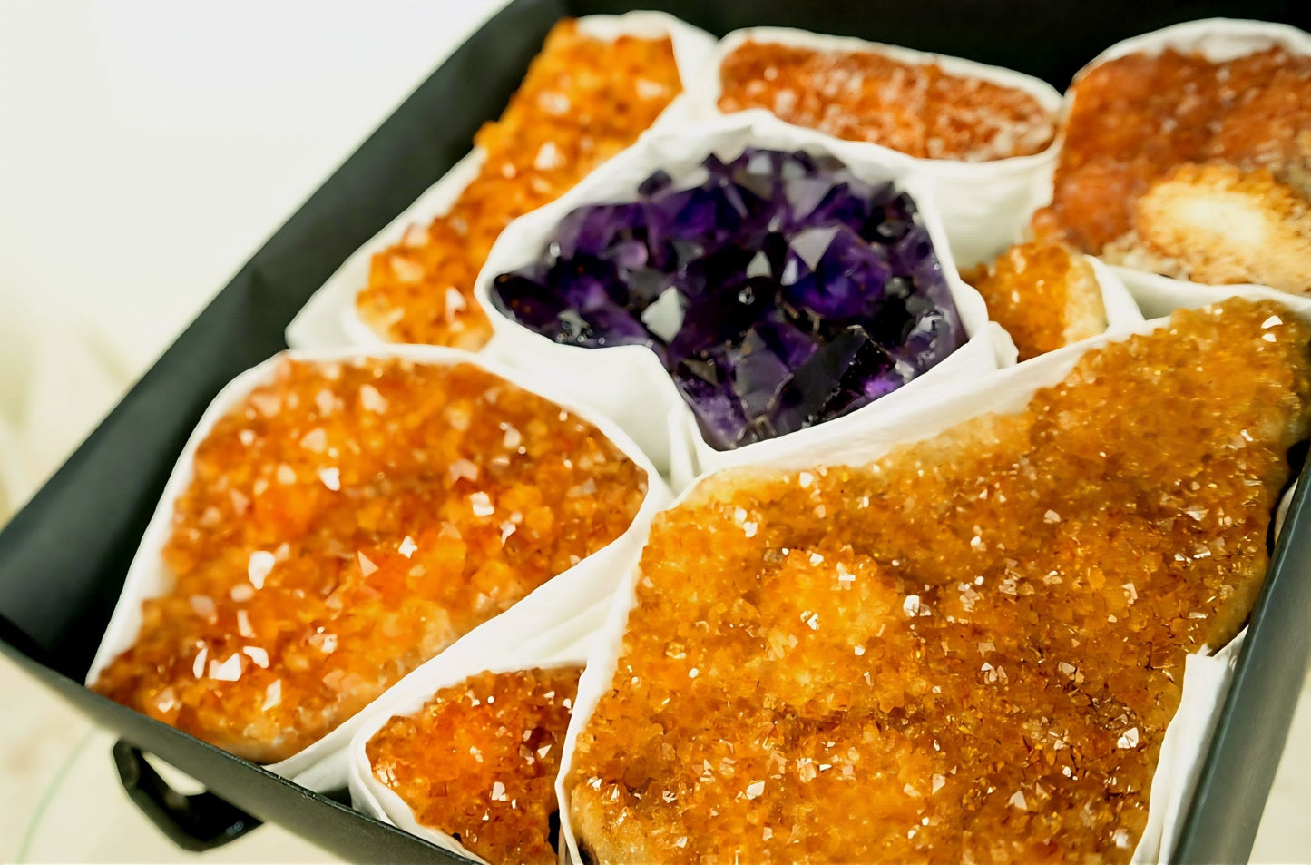 World Class Brazilian Citrine, Amethyst Crystals, Extra High Quality - AAA+ Grade Only, Rare Gemstones Flatbox - 2780g
