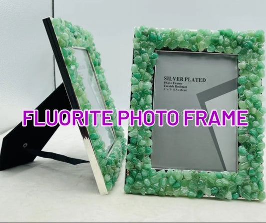 Grønn Fluorite Bilderamme 25x20cm, Silverplated for standard 15x10 Foto