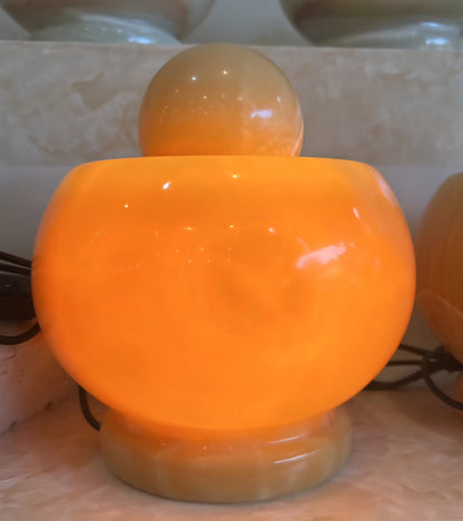 New 2025 Marble Water Fountain w/rotating Crystal Sphere and Ledlight, Yellow Onyx, High Quality, LARGE Size - 26x26x28cm, ca. 20kg