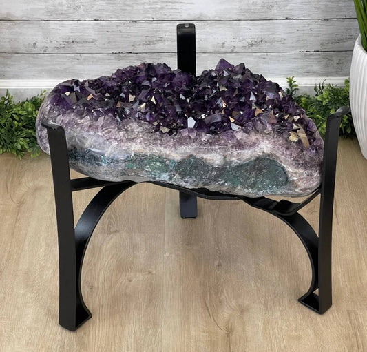 Extra Plus Brazilian Amethyst Geode SOFA Table Metal Frame Table w/Druzy big Cluster, ca. 72kg m/ramme - 55x36x21cm Stone