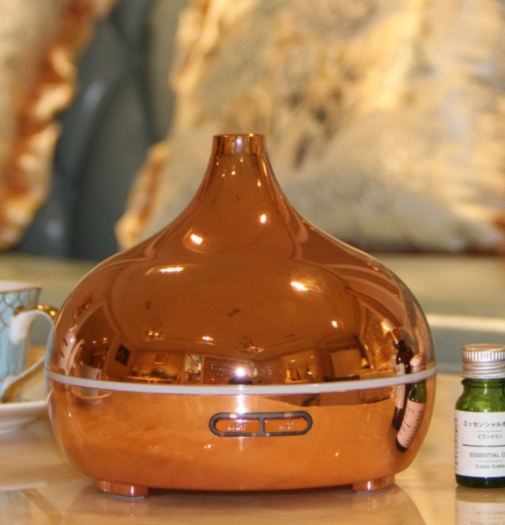 Ultrasonic Rose Gold Design Diffuser m/ledlys og remote control, 15x15cm, 300ml vanntank