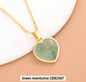 Small Hearts Designkjede 17mm - Gold Electroplated -  Green Aventurine