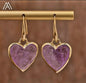 Nye MICCI Design Øredobber ( 20mm - Heart Design ) , 18K Gold Electroplated, Ametyst