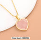 Small Hearts Designkjede 17mm - Gold Electroplated - Rose Quartz
