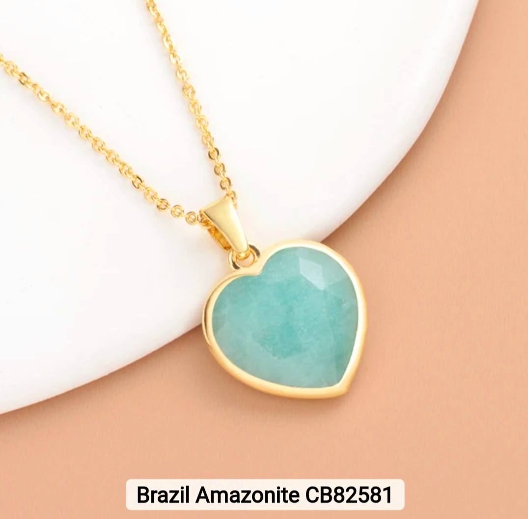 Small Hearts Designkjede 17mm - Gold Electroplated -  Amazonite