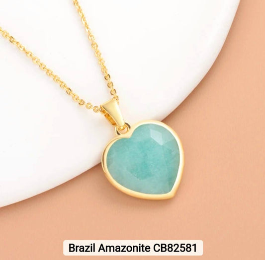 Small Hearts Designkjede 17mm - Gold Electroplated -  Amazonite