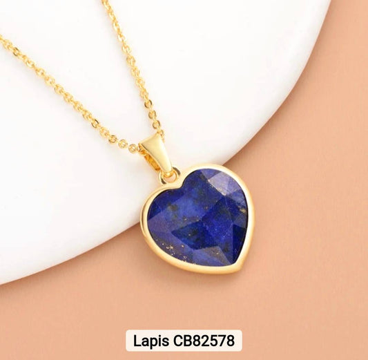 Small Hearts Designkjede 17mm - Gold Electroplated - Blue Lapis