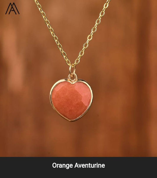 Small Hearts Designkjede 17mm - Gold Electroplated - Orange Aventurine