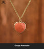 Small Hearts Designkjede 17mm - Gold Electroplated - Orange Aventurine